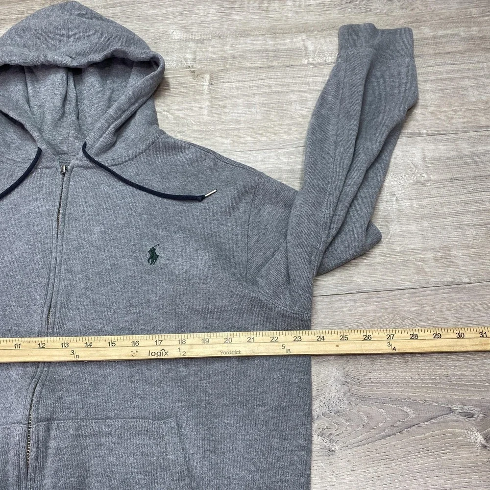 Polo Ralph Lauren‎ Hoodie Mens Large Gray Cotton Full Zip Pony Logo Sweatshirt